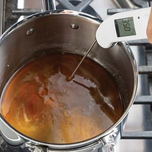 Reading temperature of caramel 