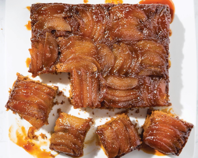 Molasses Toffee Apple Upside-Down Cake sliced