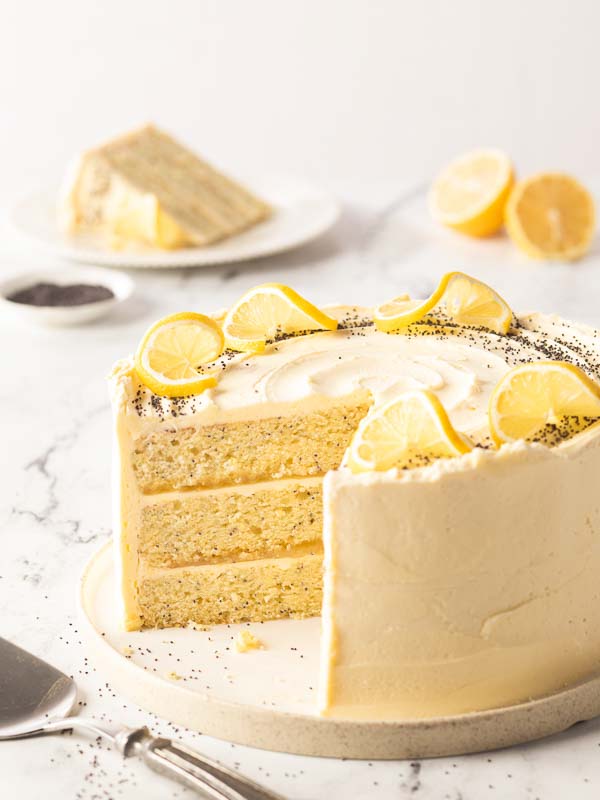 Vanilla-Lemon-Poppy Seed Layer Cake