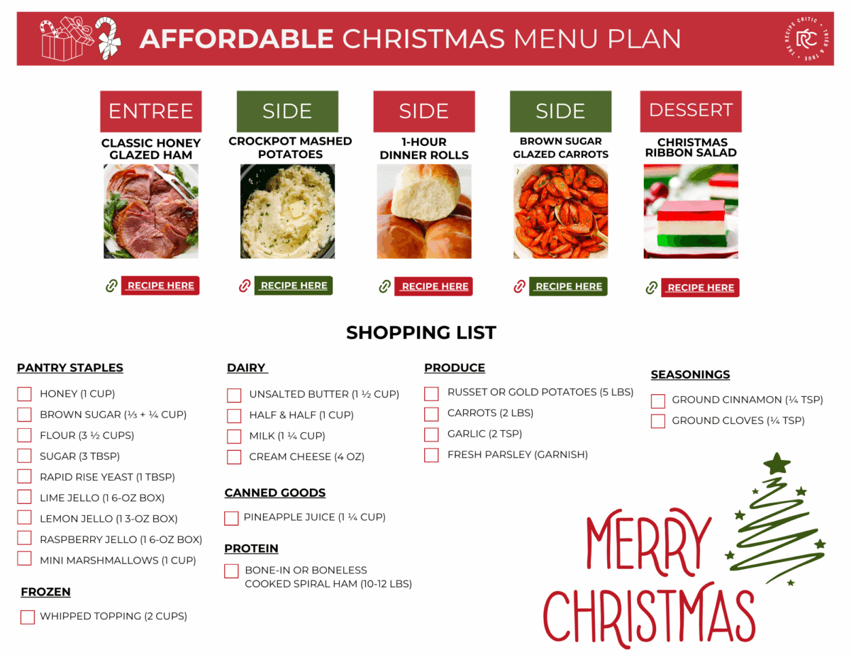 Christmas dinner can feel big, especially when you’re feeding a crowd and juggling gift budgets at the same time. This Christmas dinner menu keeps things cozy, classic, and doable so you can enjoy the day without overspending. Use the full lineup if you’re hosting, or just grab a side or dessert if you’re bringing something to share.