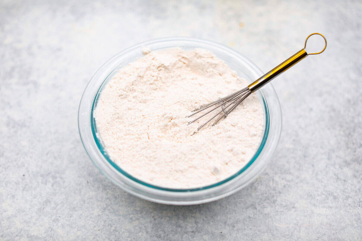 Bowl of flour and and salt whisked together. 