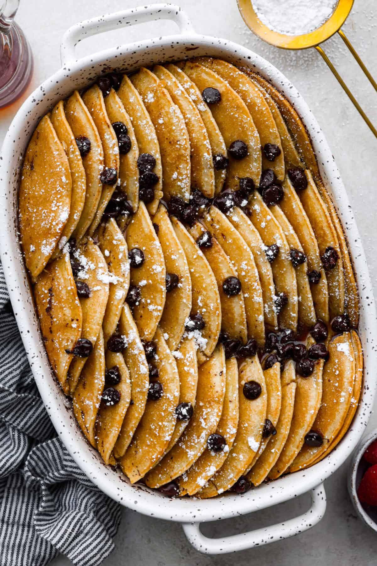 Overhead shot of pancake casserole.