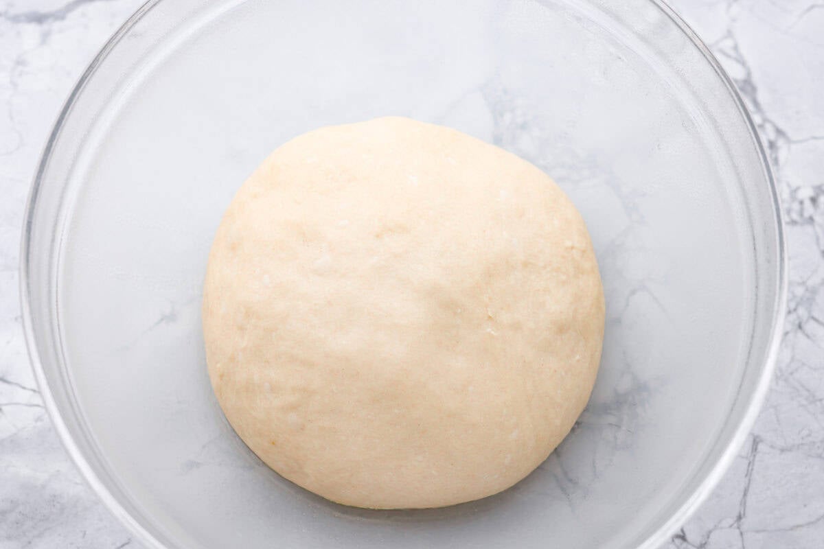 Ball of dough that has been left to rise and doubled in size. 
