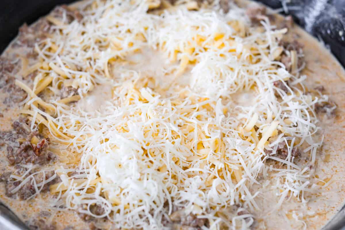 Cheese added to the sausage mixture. 
