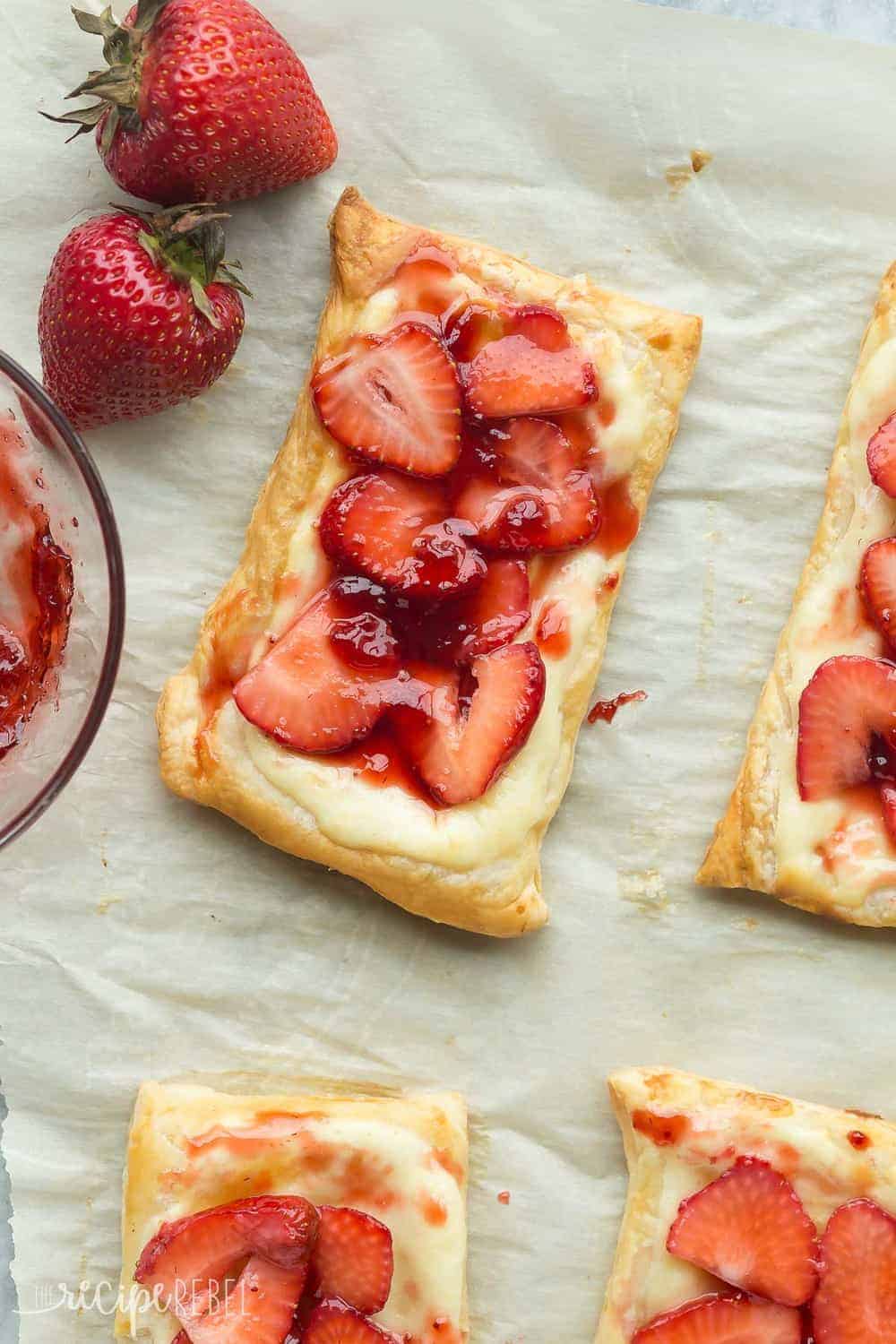 These Strawberry Cream Cheese Danishes are an easy breakfast or dessert that's perfect for summer!