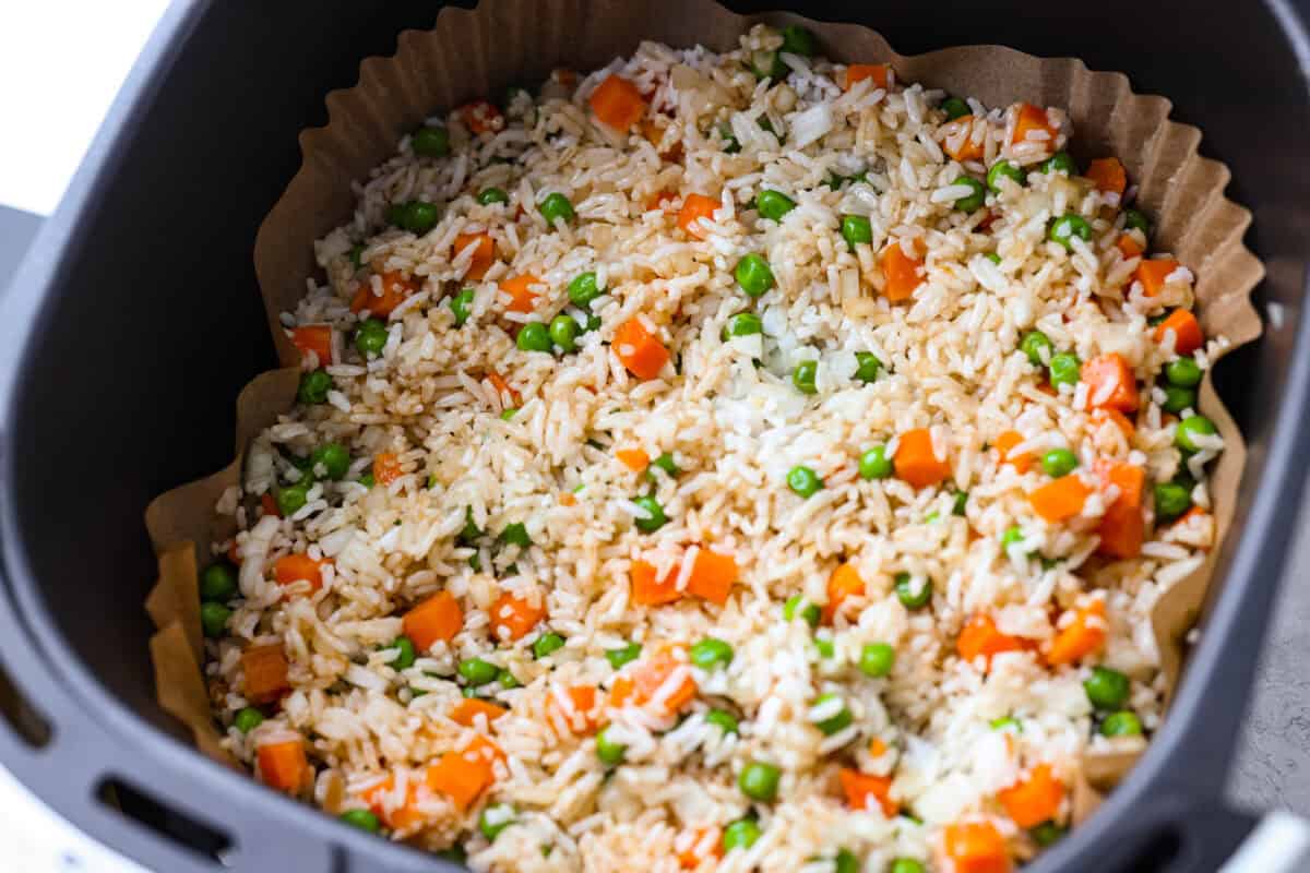 All of the ingredients stirred together and spread out. 