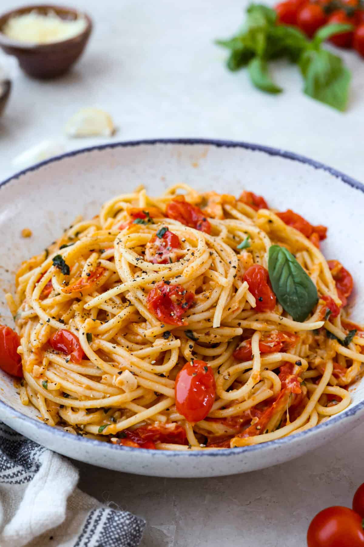 Plate of spaghetti margherita 