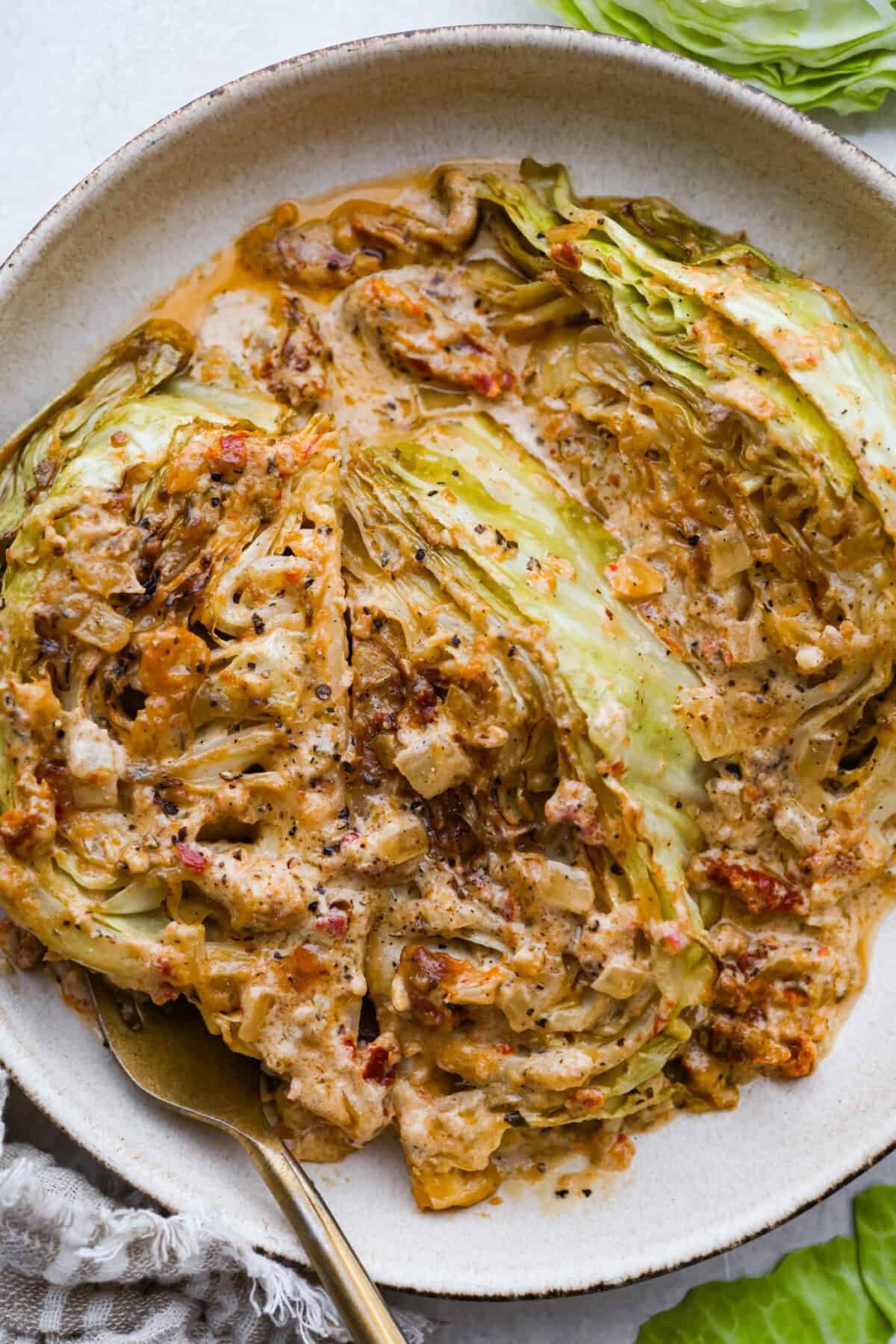Plated tuscan melting cabbage ready to be eaten. 
