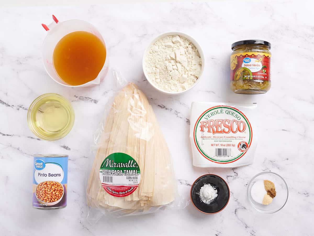 The ingredients to make homemade tamales.