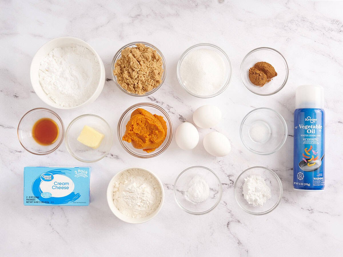 ingredients laid out to make pumpkin roll