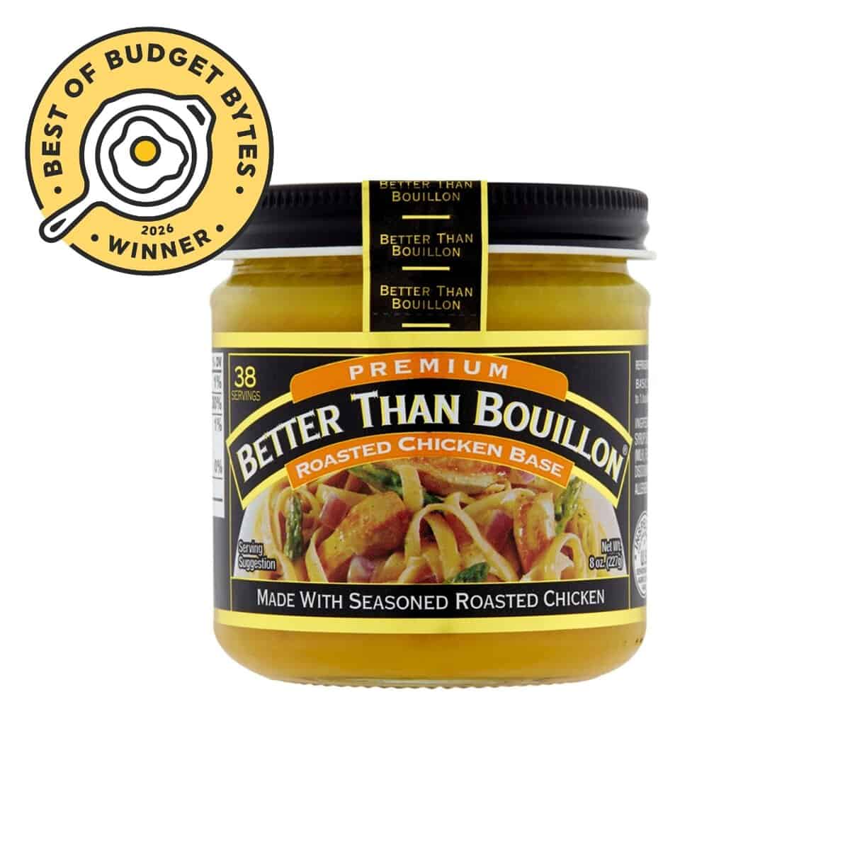 front view of a can of great value black beans with a budget bytes seal.