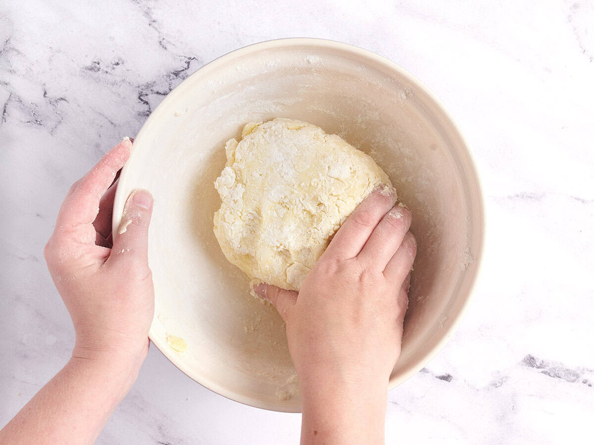 Forming the gnocchi dough.