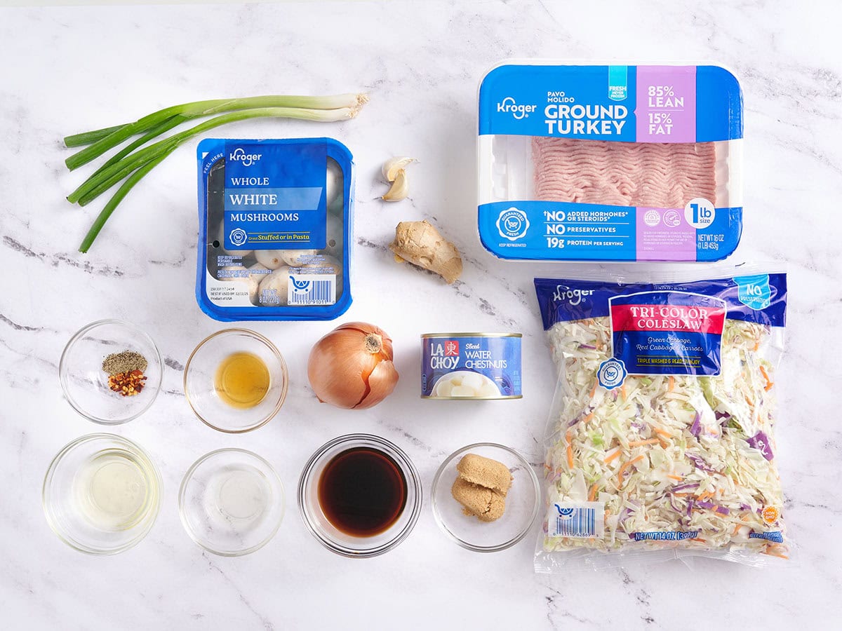 Ingredients to make eggroll in a bowl.