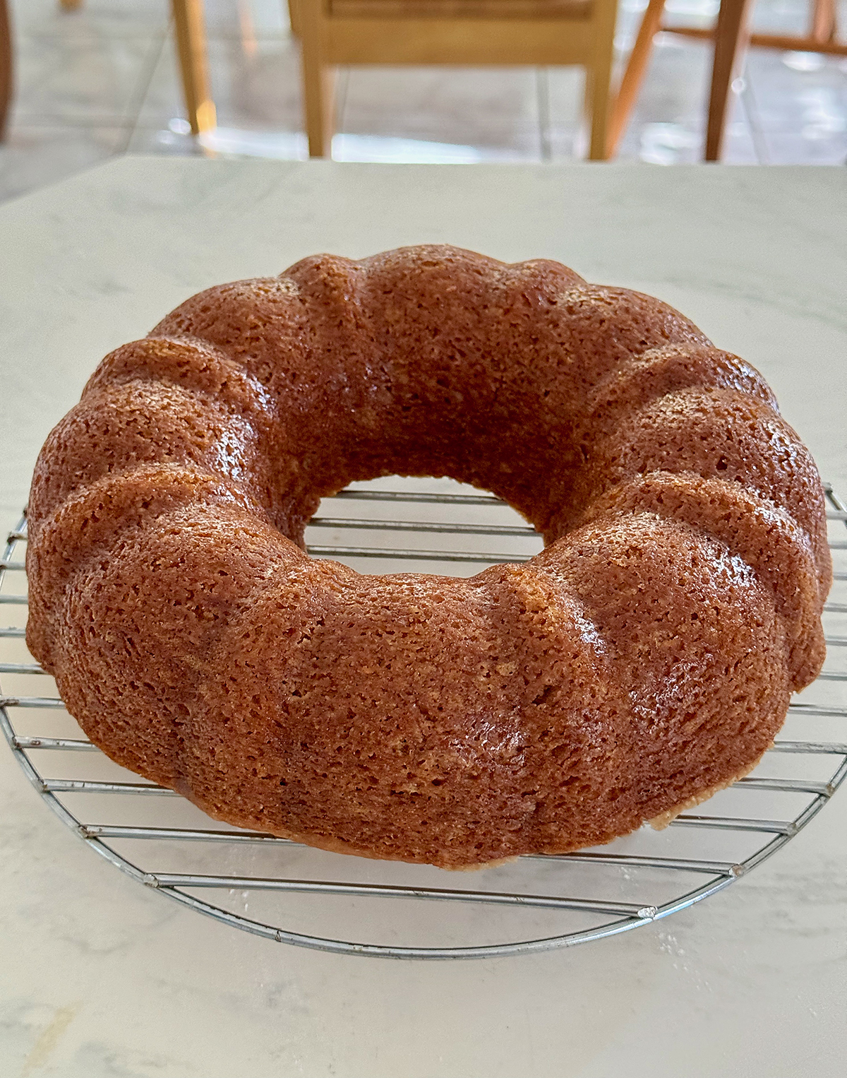 Lemon cake cooling on a rack