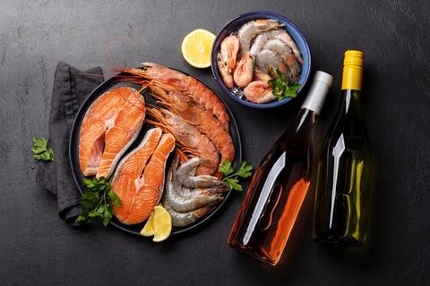 red and white wine with seafood pairings