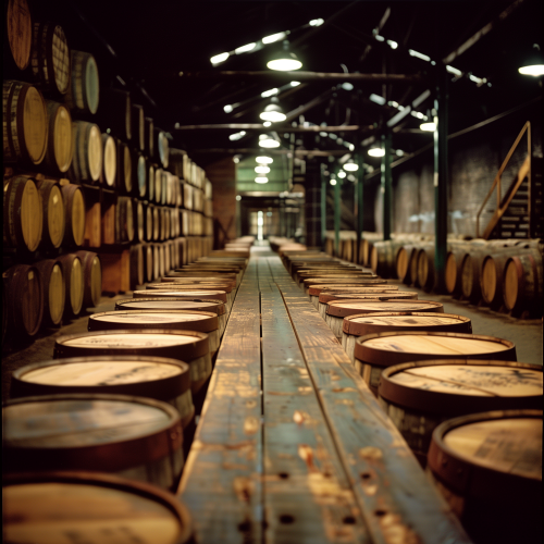 wooden casks containing bourbon