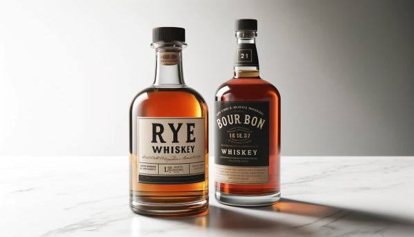 one bottle of rye and one bottle of bourbon